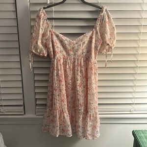 Floral pink midi dress flowy